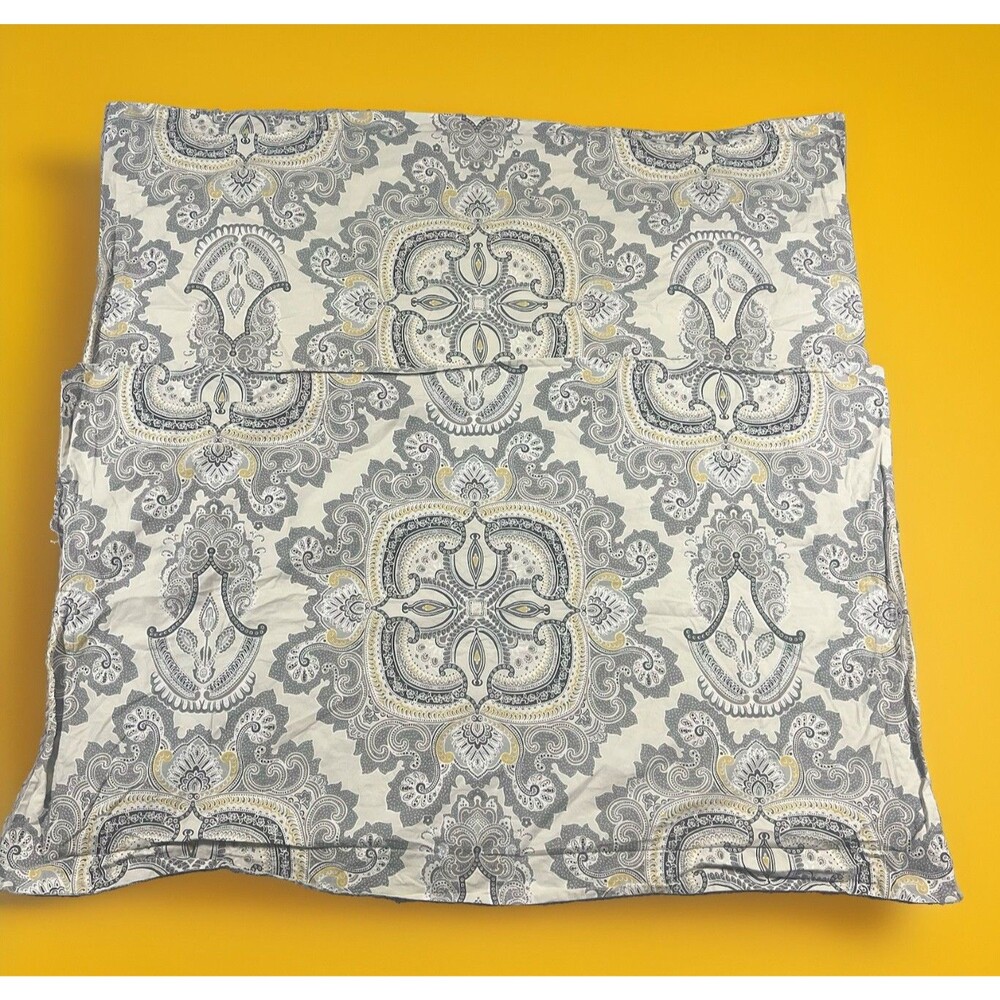 Pottery Barn Ainsley Medallion Gray Yellow King Size Pillow Shams Set of 2